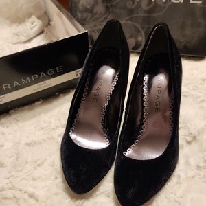 Rampage Elegant Black Velvet Heels